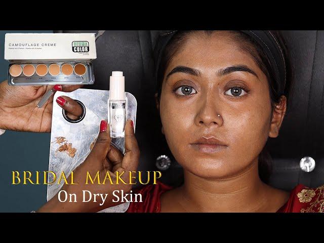 Traditional Bridal Makeup On Dry Skin/ Bridal Makeup With Easy Kolka Design