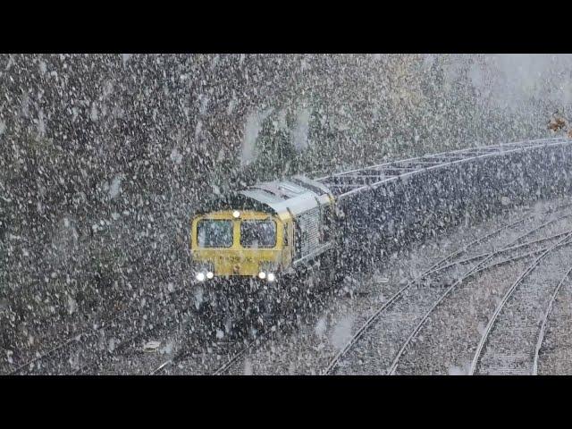 Snowy Freight Trains , Light Engine & Test Train , Bristol ... 18-11-24