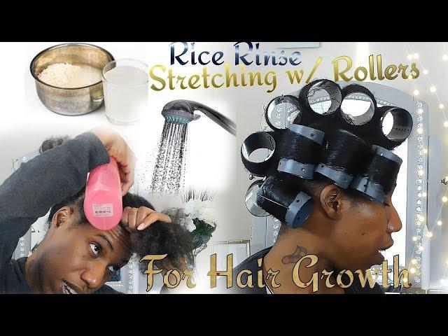 WASH DAY W/ RICE RINSE / STRETCHING WITH ROLLERS / NATURAL HAIR /