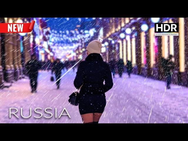  The Night RUSSIA They Don't Want You To See! ️ Snowfall in Moscow - 4K HDR