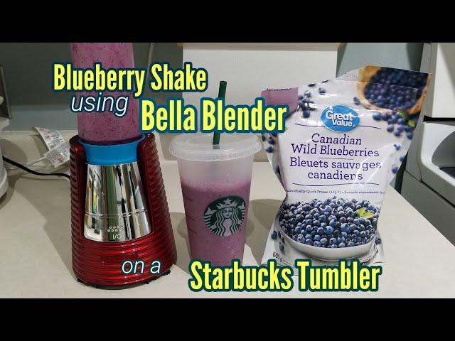 Blueberry Smoothies using Bella Rocket Blender on a Starbucks Tumbler