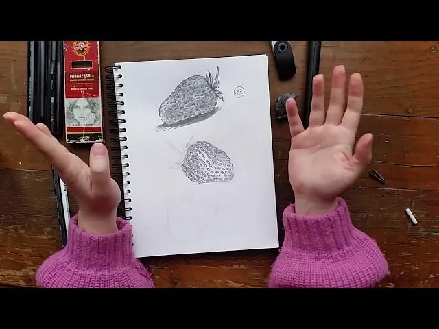 Drawing a strawberry with Lucy part 1 //day 13// 366 days challenge