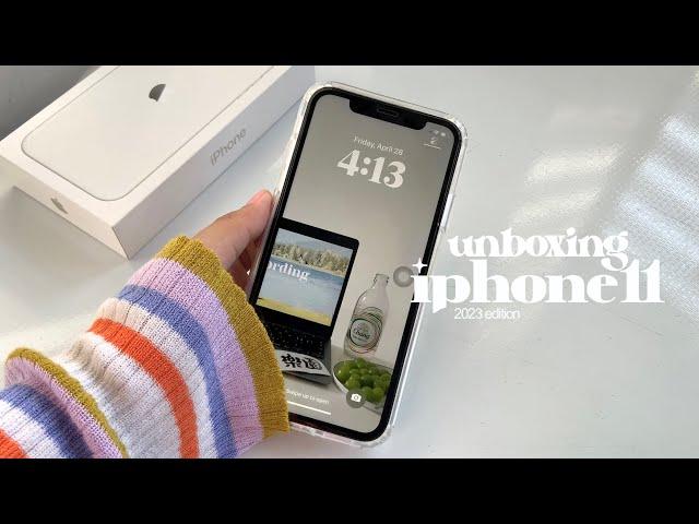 iphone 11 unboxing 2023 (white)  aesthetic unboxing + set up, accessories & camera test! .*