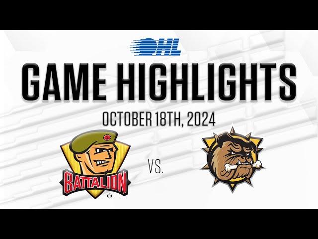 OHL Highlights: North Bay Battalion @ Brantford Bulldogs Oct. 18, 2024