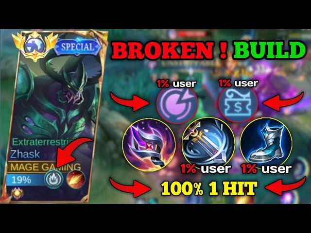 ZHASK NEW 1 HIT BULID AND EMBLEM !(auto win) ZHASK SOLO RANK GAME ! Build Top 1 Global Zhask ~ MLBB