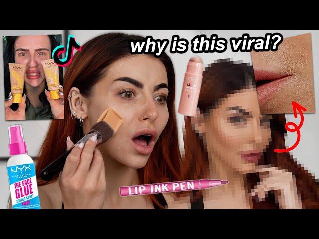 They LIED!? Testing new *VIRAL* drugstore makeup (NYX Skin Tint, Rimmel Ink Pen, NYX Face Glue)