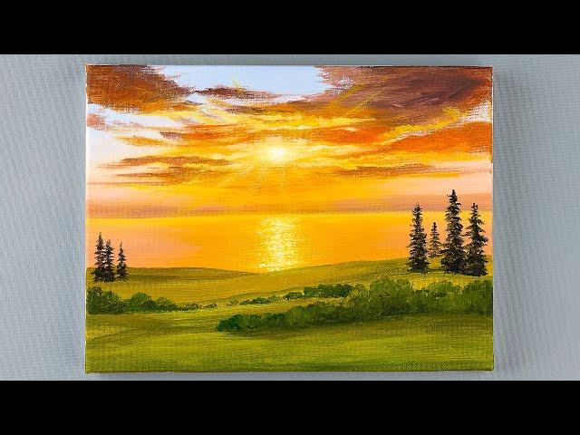 Sunset Scenery Painting / Acrylic Painting For Beginners