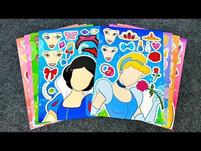 [ToyASMR] Disney Princess Make a Face Stickers! DIY Sticker Activity with Aurora, Cinderella,Tiana