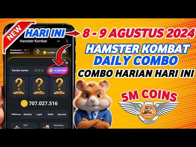 Combo Harian Hamster Kombat Hari Ini 8 - 9 Agustus | Kombo Harian Hamster Kombat Terbaru