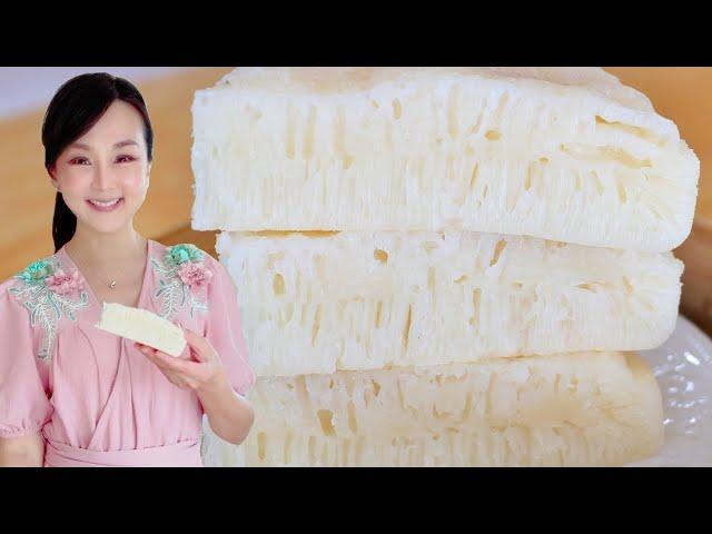 Steamed White Sugar Sponge Cake Recipe (Bai Tang Gao) by CiCi Li