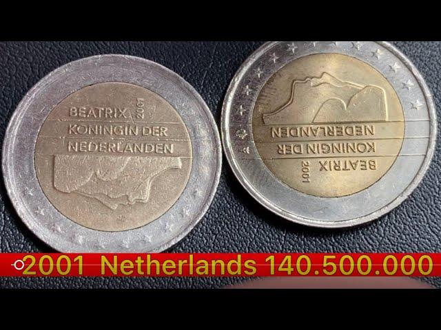 2 euro 2001 coin Netherlands - difference