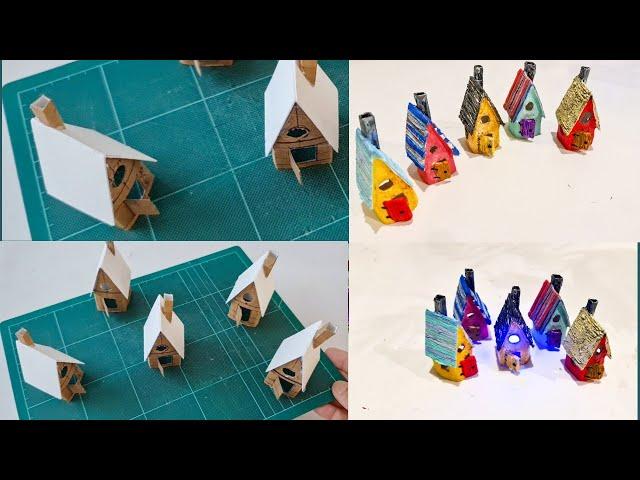 Easy Miniature House with Toilet Paper Roll DIY Clay Paste Craft Ideas