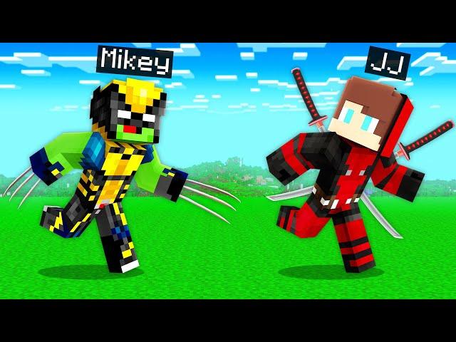 DEADPOOL Speedrunner vs WOLVERINE Hunter : JJ vs Mikey Battle in Minecraft Maizen!