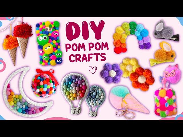 18 DIY POM POM CRAFTS - Hot Air Balloon Cute Decor - Pen Decoration and more...