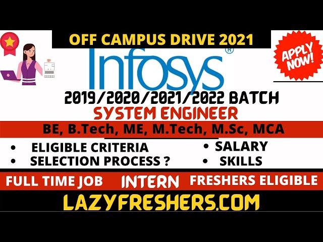 Infosys recruitment 2022 | Infosys off campus drive for 2022 batch | System Engineer | freshers camp