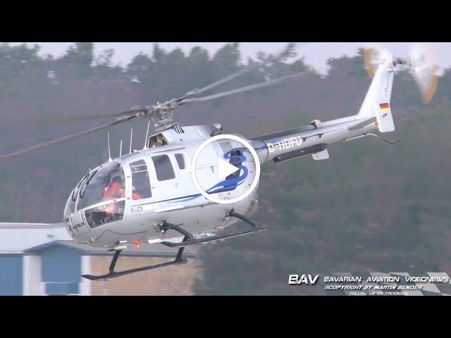 Messerschmitt-Bölkow-Blohm Bo-105 - Airbus Helicopters D-HDFU - takeoff at Manching Air Base [2160p]