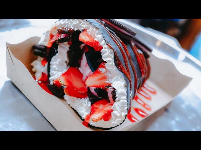 Ice Cream Black​ Pink Cold Crepes - Thai Street Food | Tasty Street