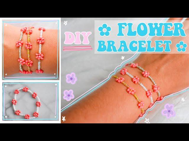 DIY seed bead flower bracelet *EASY*