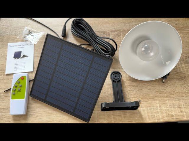 Tomshine Solar Pendant Light with Remote Control, Solar Panel Solar Light Unboxing and instructions