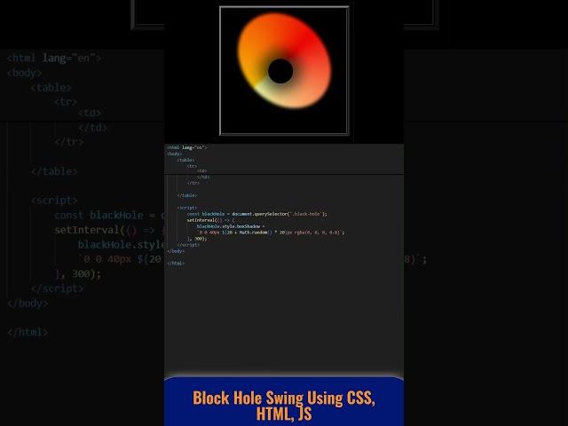 Black Hole Swing Effect using HTML, CSS & JavaScript | Space Animation Tutorial#shorts #coding