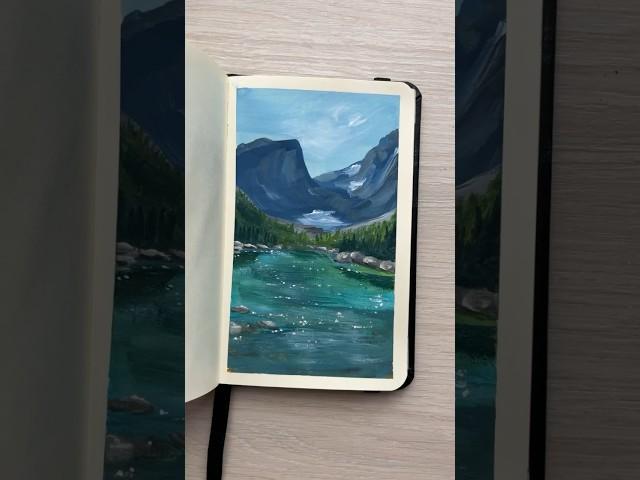 mountain lake painting process #paintingprocess #art #gouache #painting