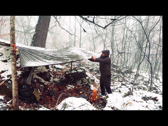 Extreme Winter Survival Challenge|Camping in -12°C Snowy Forest Natural Shelter،Wild Venison Cooking