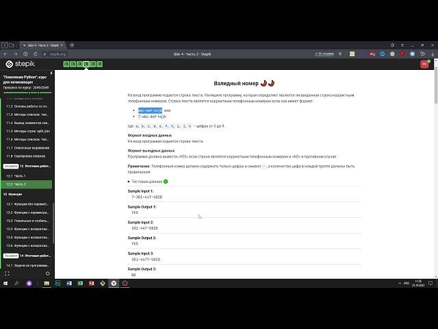 12.2 Валидный номер. "Поколение Python": курс для начинающих. Курс Stepik