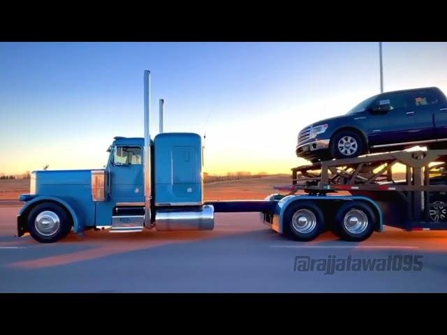 truck and car loading@rajjatawat095 #peterbilt#carhauler#truckin #largecar #kdktransport#albertabigr