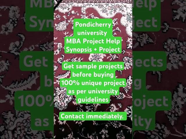 MBA Project help for Pondicherry University