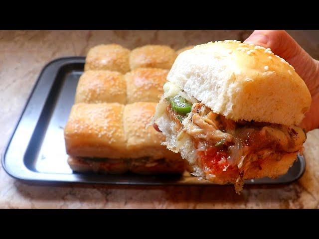 Chicken Sliders Recipe | Juicy Chicken Burger at home | Spicy Cheesy Burger | Without Oven