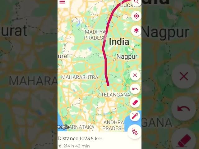 Distance between Lucknow to Hyderabad #imp #distancemeasurement #googlemap #travel #physicalmap