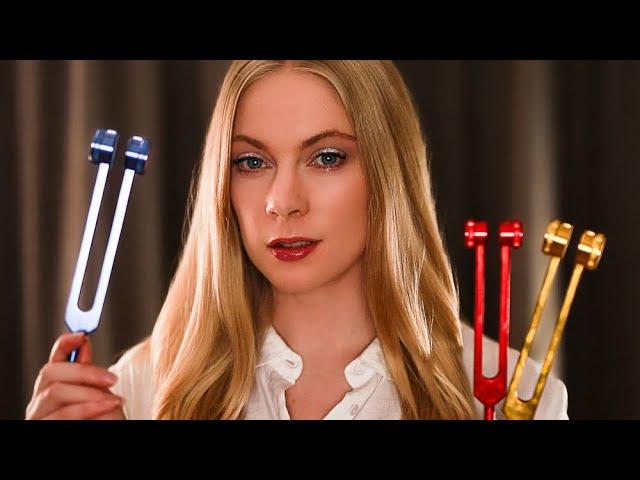ASMR Hearing Test Roleplay  Eyes Closed, Tuning Forks, Binaural Beats, Medical Exam