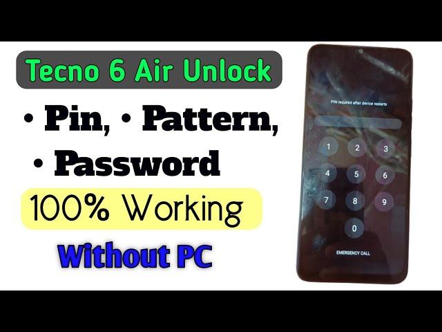 Tecno Spark 6 Air Unlock - Pin, Pattern, Password Very Easy