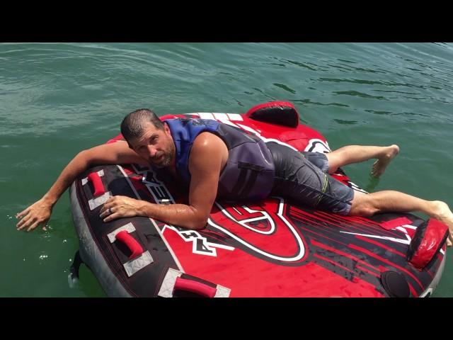 Tubing behind Pontoon - Airhead G-Force 3 Towable