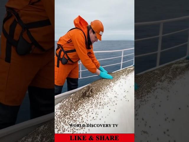 Marine scientists cleaning a giant Beluga Whale in the ocean #belugawhale #GiantSeaCreatures #ocean