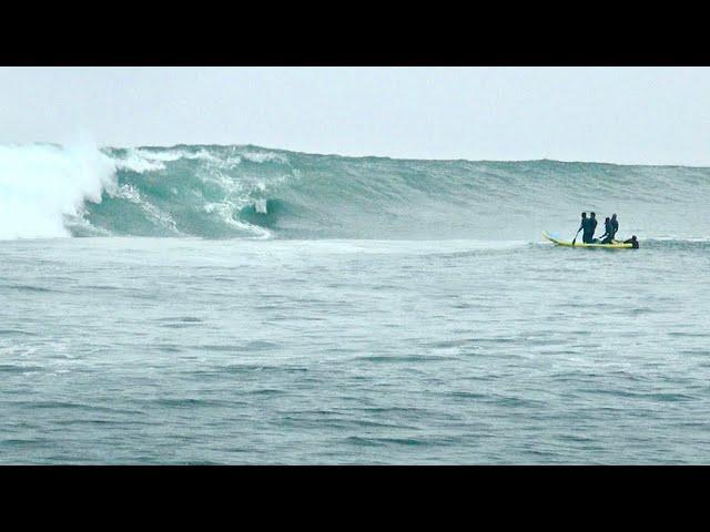 Massive XXL swell pounds California! Outer reef Novelty wave surf attempt!