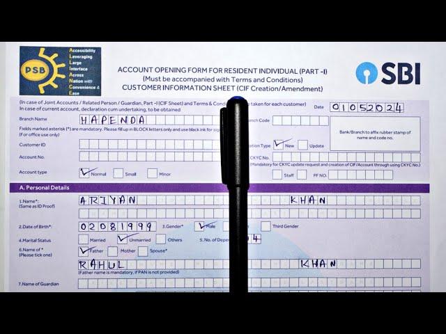 SBI Savings Account Opening Form 2024 | State Bank Of India Account Opening Form Fill Up