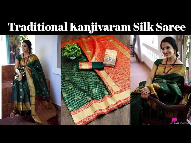 Traditional Kanjivaram Silk Saree | South Indian Silk Saree | #sareeswag #silksaree #jacquardsaree