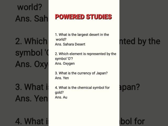 Daily dose of General Knowledge #poweredstudies #gkquiz