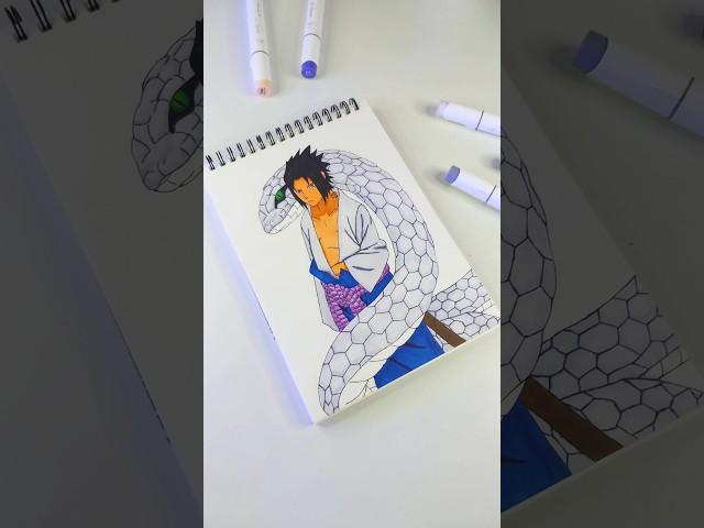 Drawing Sasuke from Naruto Shippuden with Ohuhu Alcohol marker || DrawWithObito || #anime #sasuke
