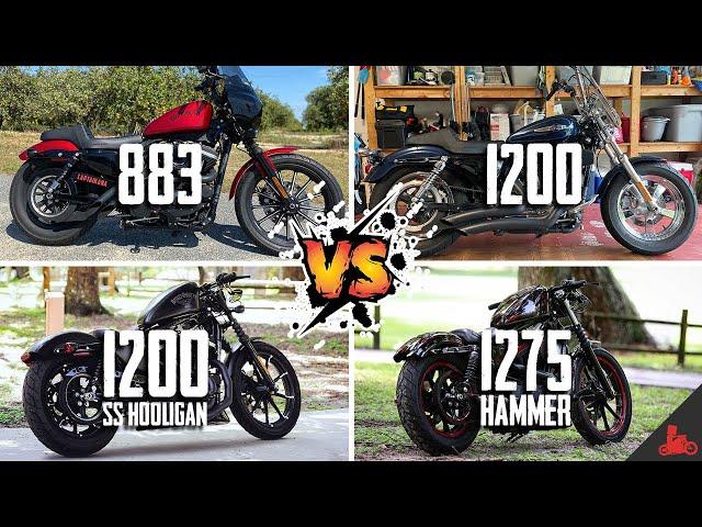 Harley Iron 883 vs 1200 vs 1200 S&S vs 1275 Hammer comparison!