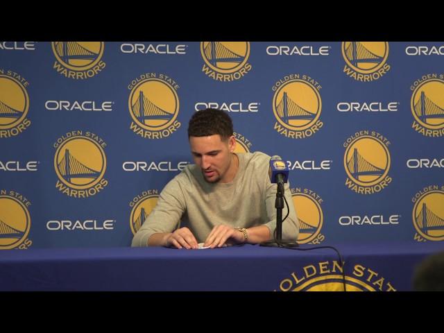 Klay throws paper airplane at media: 'I make the best paper airplane on the West Coast'