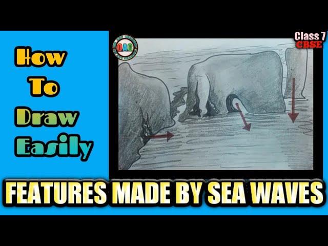 features made by sea waves diagram | sea waves diagram | class 7 Geography