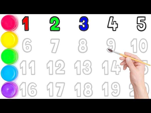 How to Draw Numbers 1 to 20 Easy Step by Step for Kids // Learn How to Draw and Paint 1234567890.