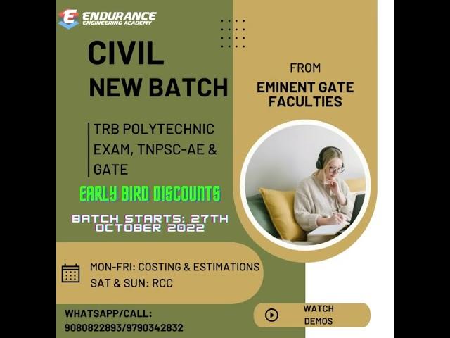 TRB Polytechnic & TNPSC AE New Batch for Civil Engineering Aspirants
