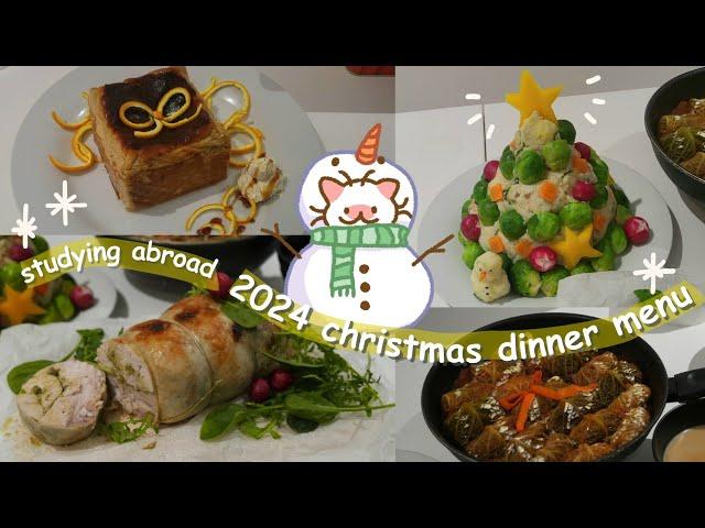 christmas menu studying abroad ️  gingerbread basque cheesecake, pesto turkey roulade