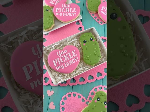 Valentine Pun Cookie Set: Pickle | Decorating Cookies with Royal Icing #cookiedecoratingvideos