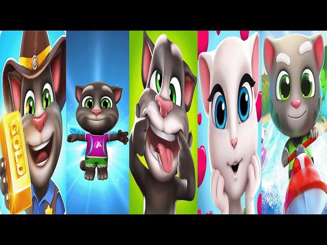 Talking Tom2 vs Talking Tom vs Talking Angela vs Talking Gold Run vs Tom Jetski2 Toddler Tom2 Ep3904