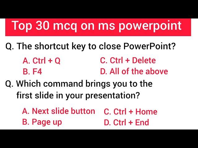 top 30 ms powerpoint mcq questions and answers | powerpoint mcqs | microsoft office