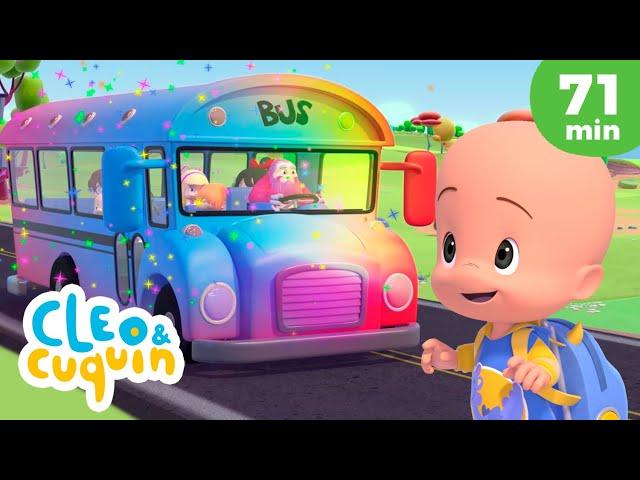 The Wheels On the Colorful Bus  Nursery Rhymes by Cleo and Cuquin | Children Songs